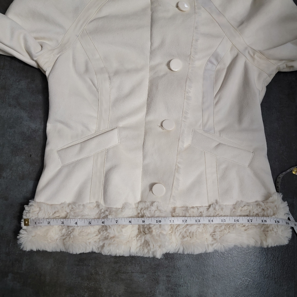 Guess Jeans Cream Sherpa Lined Hooded Jacket Women's Size Large - Picture 10 of 13